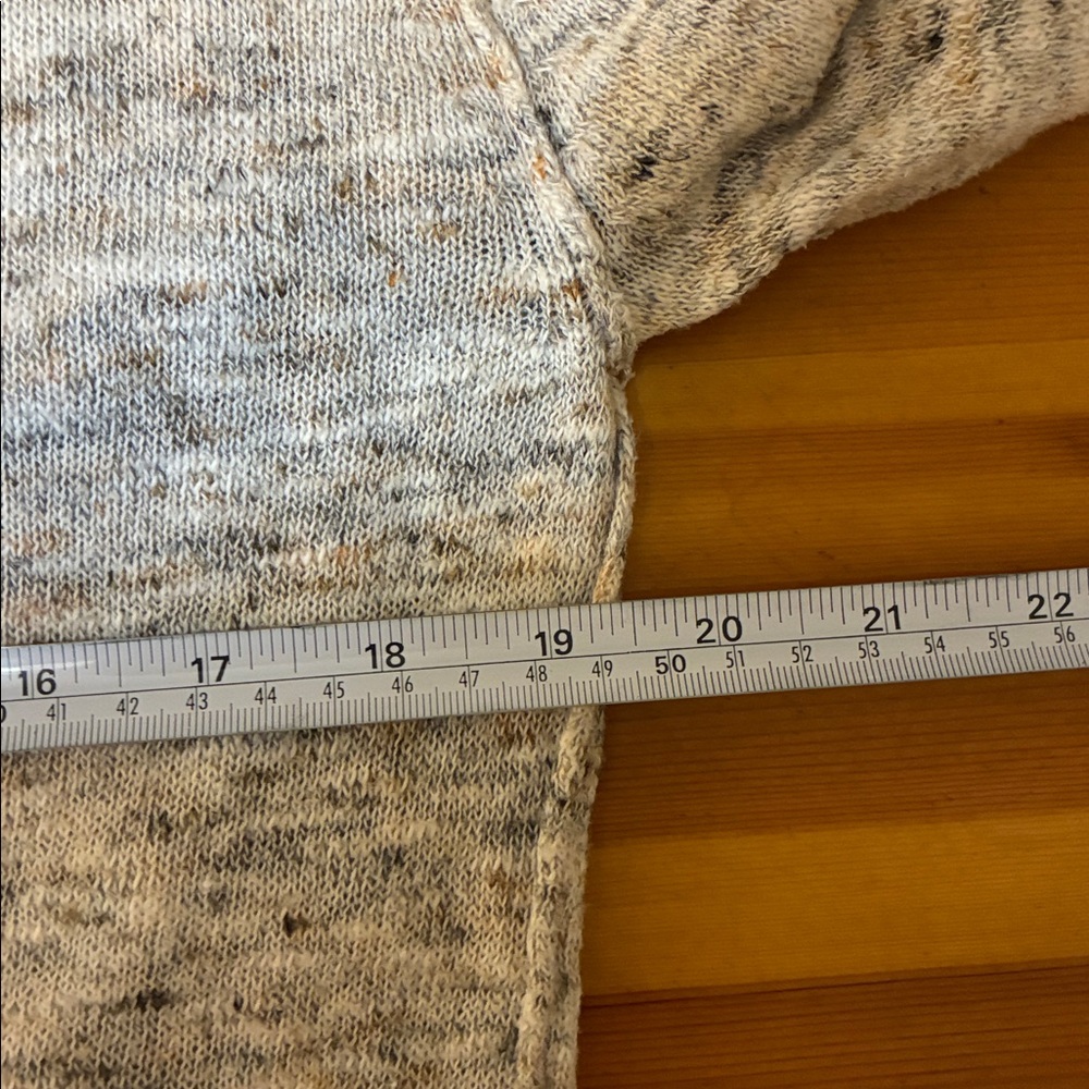 Zara Marled Neutral Open-Front Long Duster Cardigan with Split Back - Picture 8 of 9